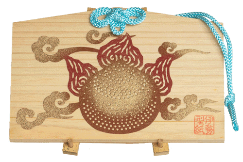 伊勢型紙 絵馬飾り「宝珠」紐：水色￥2,200