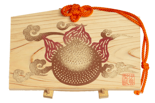 伊勢型紙 絵馬飾り「宝珠」紐：オレンジ￥2,200