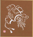 干支の豆(ミニ)色紙:子-3(打ち出の小槌)