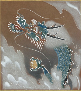 干支:辰(たつ)の色紙「玉龍」