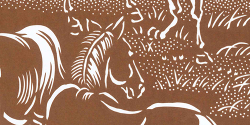 干支（午）の色紙「憩」部分拡大