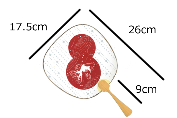 ミニうちわ（中型うちわ）のサイズ：26×17.5cm