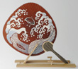 Japanese colored round fan "Naminitidori" Plover and wave