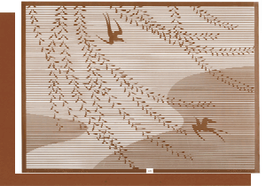 型紙付き図案の例：霞縞に燕