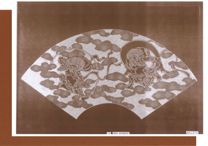 型紙付き図案-Ａ３-68（扇面に風神雷神図）