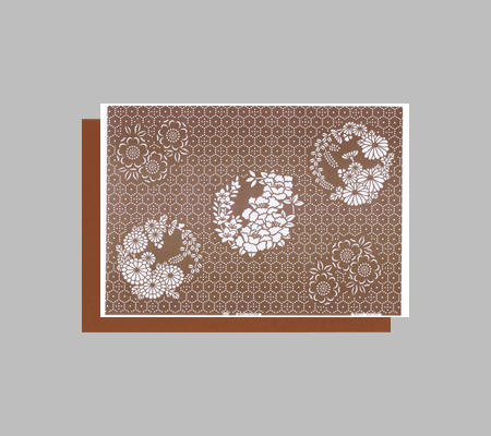 型紙付き図案-A3-90（亀甲に花の丸紋）