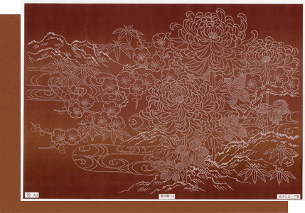 錐文様（Ａ３サイズ）１２:流水に菊と梅