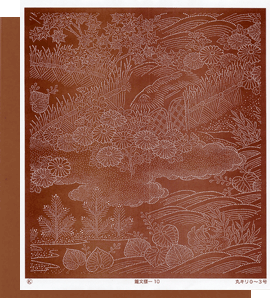 錐文様（色紙サイズ）１０:青海波に水鳥（葵、菊、紅葉、柴垣）
