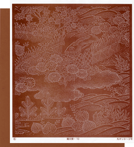 錐文様(色紙サイズ)10:青海波に水鳥(葵、菊、紅葉、柴垣)