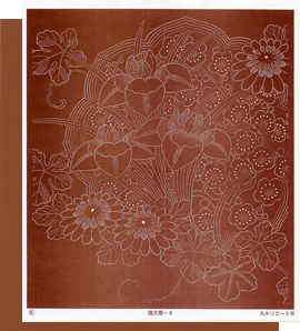 錐文様（色紙サイズ）４:杜若に菊と梅