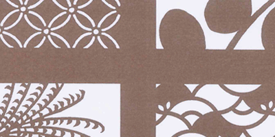 型紙付き図案-小紋と花-１０【萩とススキ、星七宝と変わり分銅繋ぎ】部分拡大