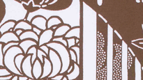 型紙付き図案-丸窓シリーズ（１１月 菊）拡大