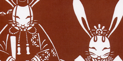 型紙付き図案-お雛さま-１８【花輪にうさぎ雛】部分拡大