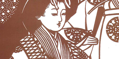 型紙付き図案-お雛さま-２３【親王と亀甲に霰文様】部分拡大