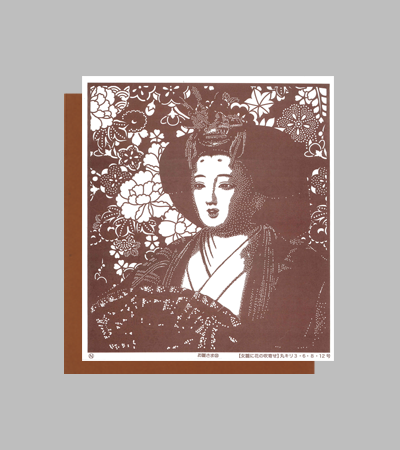 型紙付き図案：お雛さま-３３【女雛に花の吹寄せ】