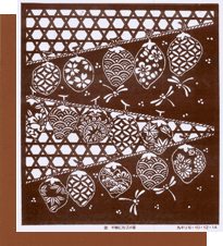 （切り絵用）型紙付き図案-22（干柿にカゴメ垣）