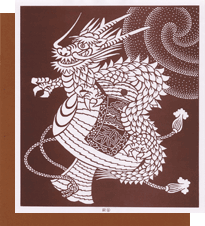 型紙付き図案:辰(たつ)-6【打ち出の小槌に龍】