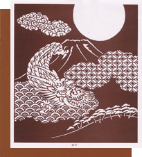 型紙付き図案:辰(たつ)-7【月に雲龍】