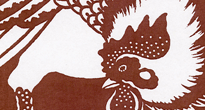 型紙付き図案-酉(とり)-15(尾長鶏)拡大