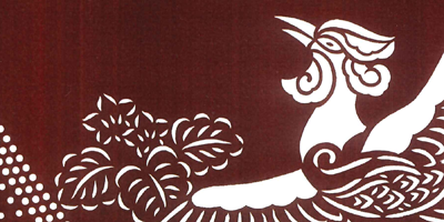 型紙付き図案-和ゴコロ-１７【牡丹と桔梗に鳳凰】部分拡大