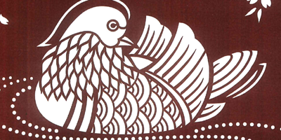 型紙付き図案-和ゴコロ-１９【桜と鴛鴦】部分拡大