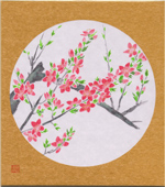 型染め色紙：桃の花