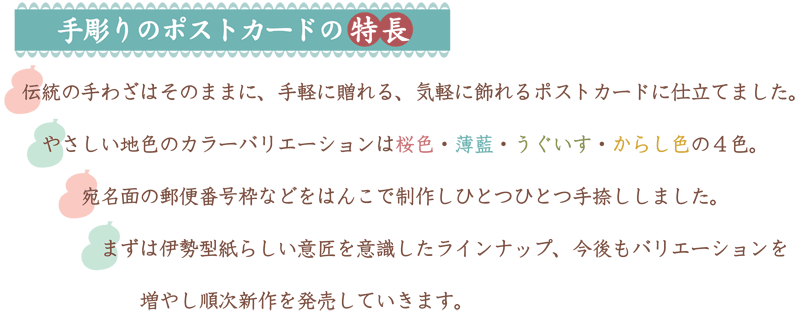 こよみだより〉手彫りのポストカード【ばら】 / 伊勢型紙おおすぎ